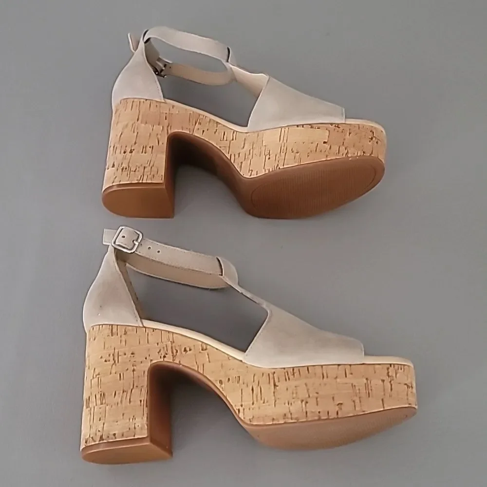 Gianni Bini New Light Suede Cork Platform Sandals 9.5M